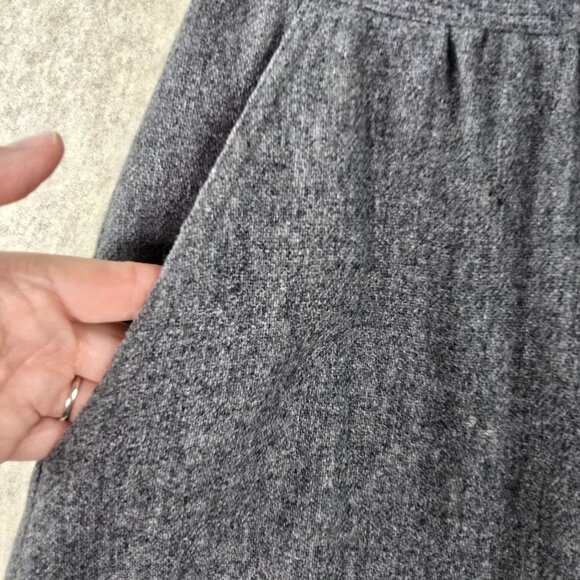 Gray Wool Blend Midi Skirt Classic A-Line Style Size 5 Elegant Textured Fabric - Picture 3 of 10
